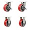 Service Caster 8'' Heavy Duty Red Poly on Metal Caster Set 2 Swivel Lock/Brake 2 Rigid, 4PK CRAN-KP92S830-PUR-RS-SLB-BSL-2-R-2 - alternate 1